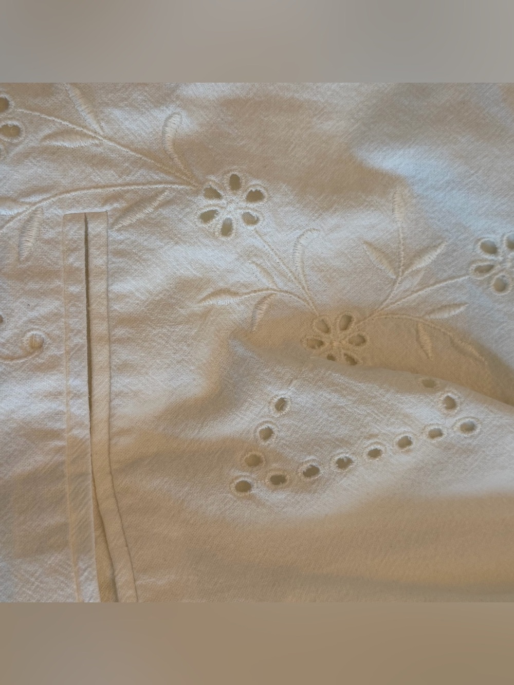 Free People Cream Eyelet Cropped Button Front Blouse - Picture 6 of 10